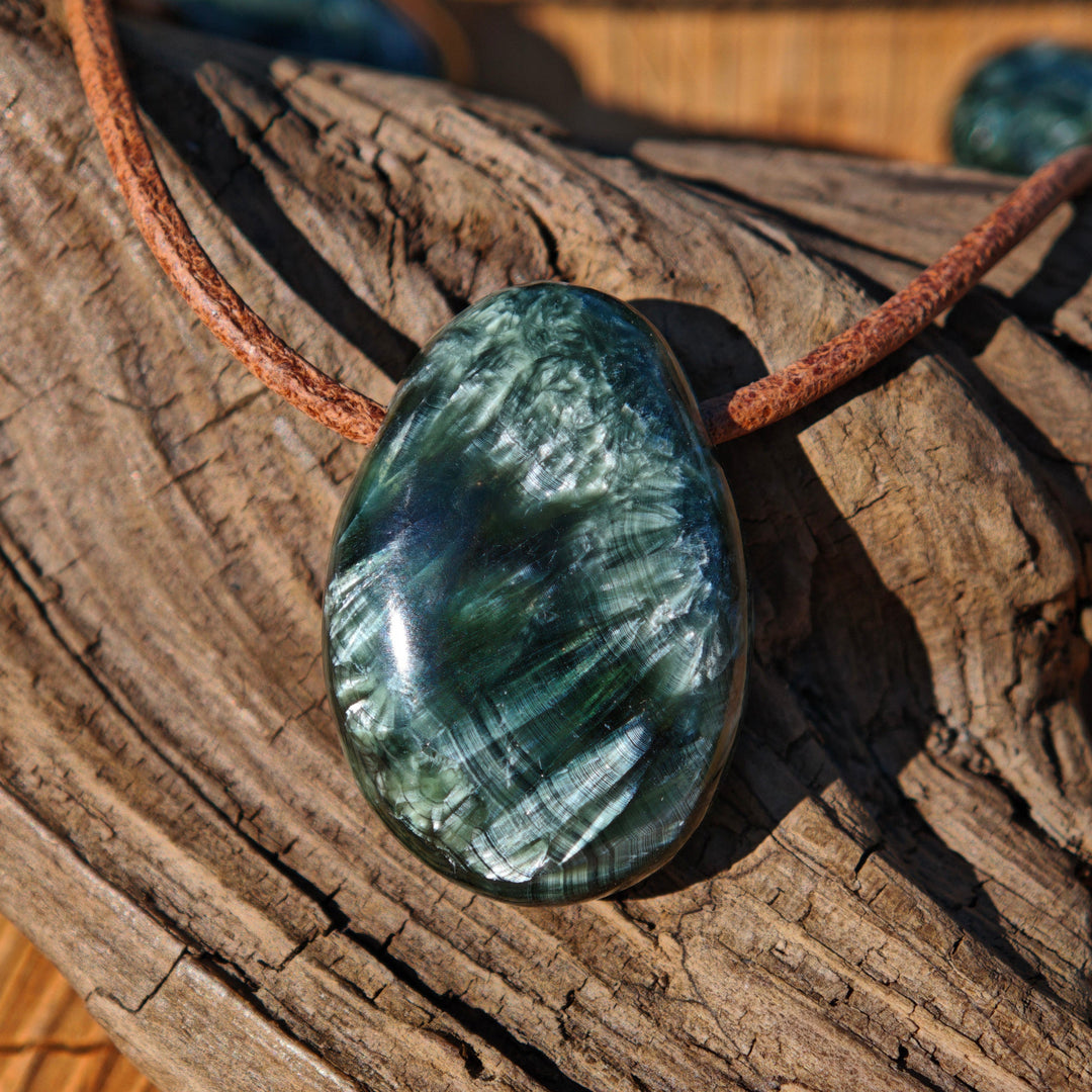 Seraphinit (Seelenwachstum) Trommelstein gebohrt Extraqualität Unikate zur Auswahl