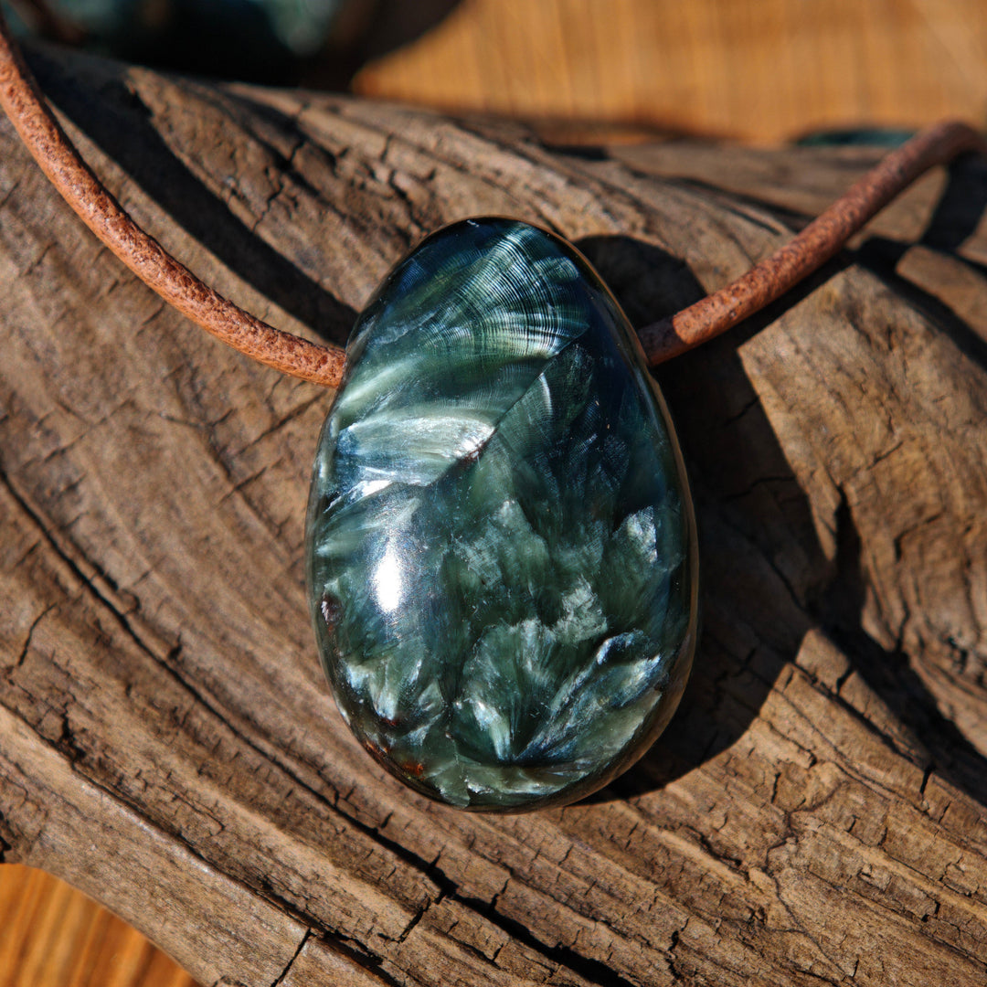 Seraphinit (Seelenwachstum) Trommelstein gebohrt Extraqualität Unikate zur Auswahl