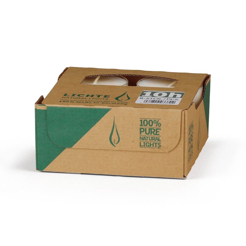 Teelicht MAXI vegan 10 h - aus Rapswachs - Nature Light - Tray à 8 Stk