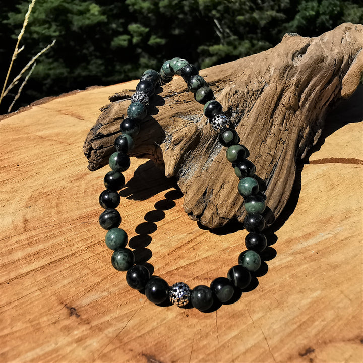Edelsteinkette EMOTIONALER FRIEDEN mit ELDARIT 6mm Kugeln S925