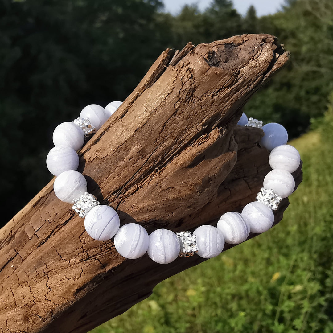Edelstein Armband LEICHTIGKEIT Chalcedon blau 8mm