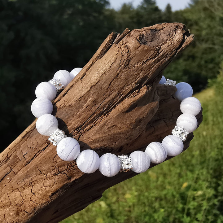 Edelstein Armband LEICHTIGKEIT Chalcedon blau 8mm