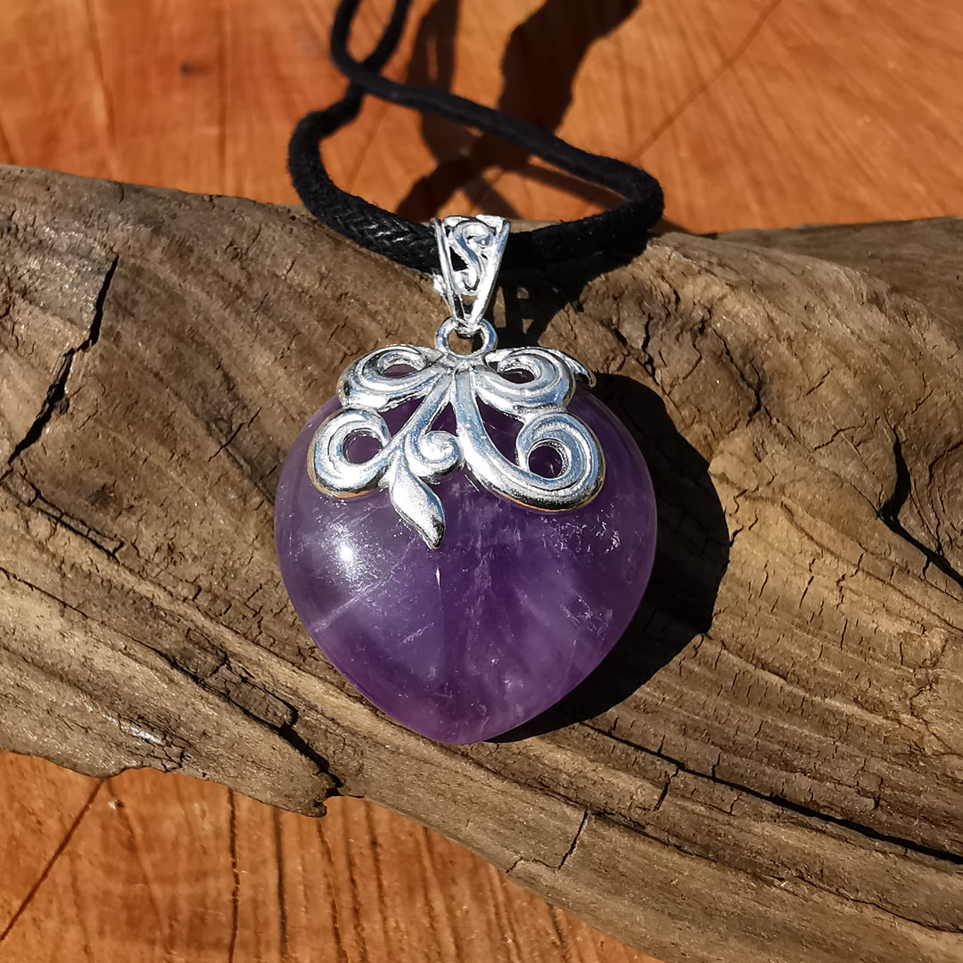 Amethyst Herz gefasst mit Silber 925