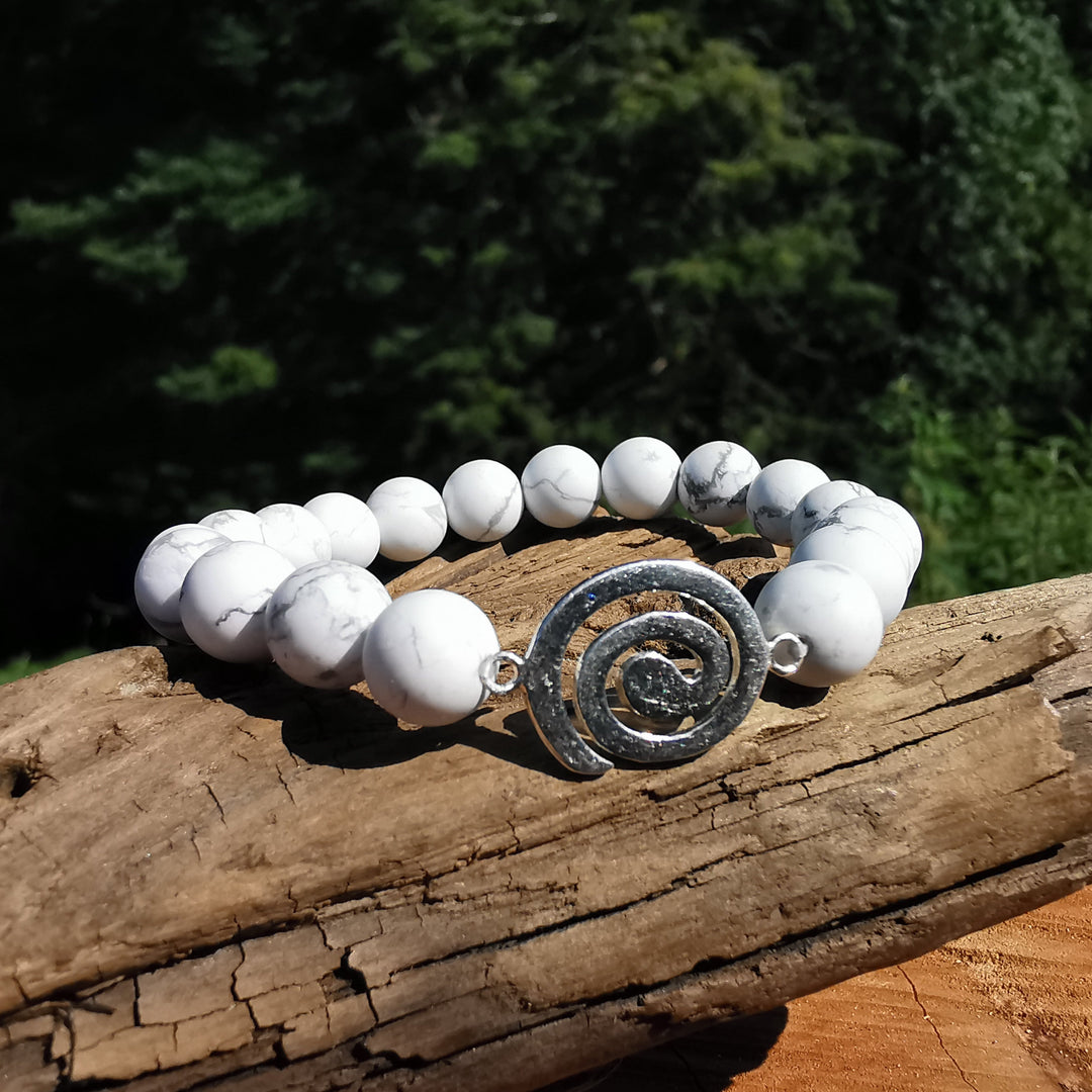 Edelstein Armband ENTSPANNUNG Magnesit Spirale S925 8mm