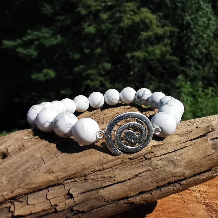 Edelstein Armband ENTSPANNUNG Magnesit Spirale S925 8mm