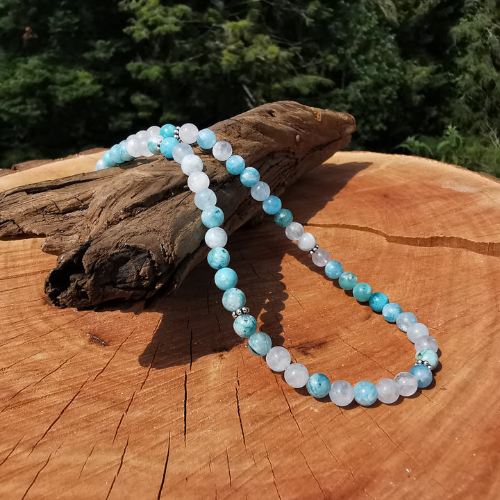 Edelsteinkette SELBSTVERWANDLUNG mit Hemimorphit 6mm Kugeln S925