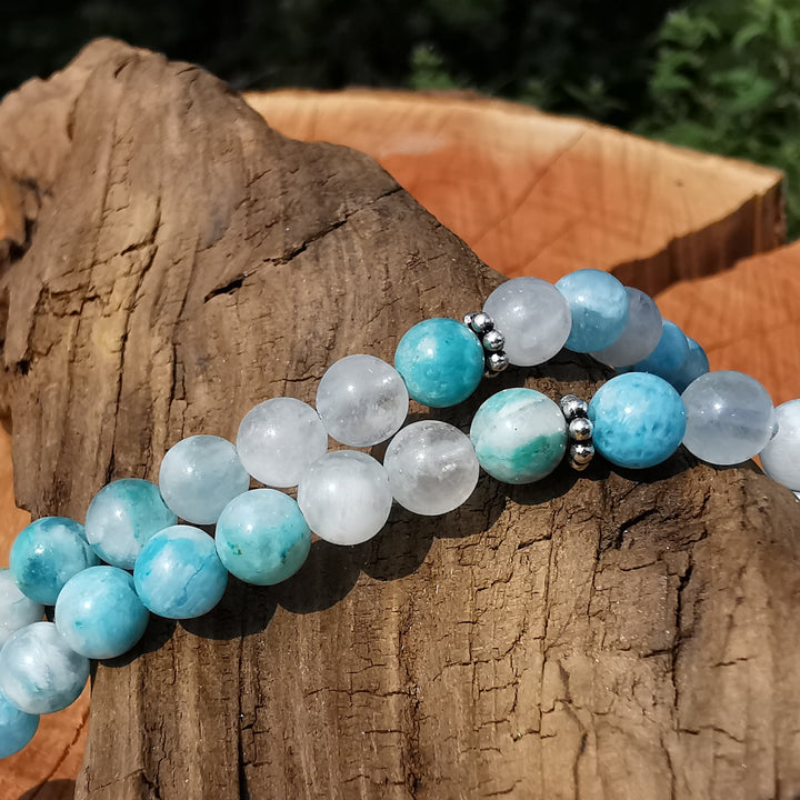 Edelsteinkette SELBSTVERWANDLUNG mit Hemimorphit 6mm Kugeln S925