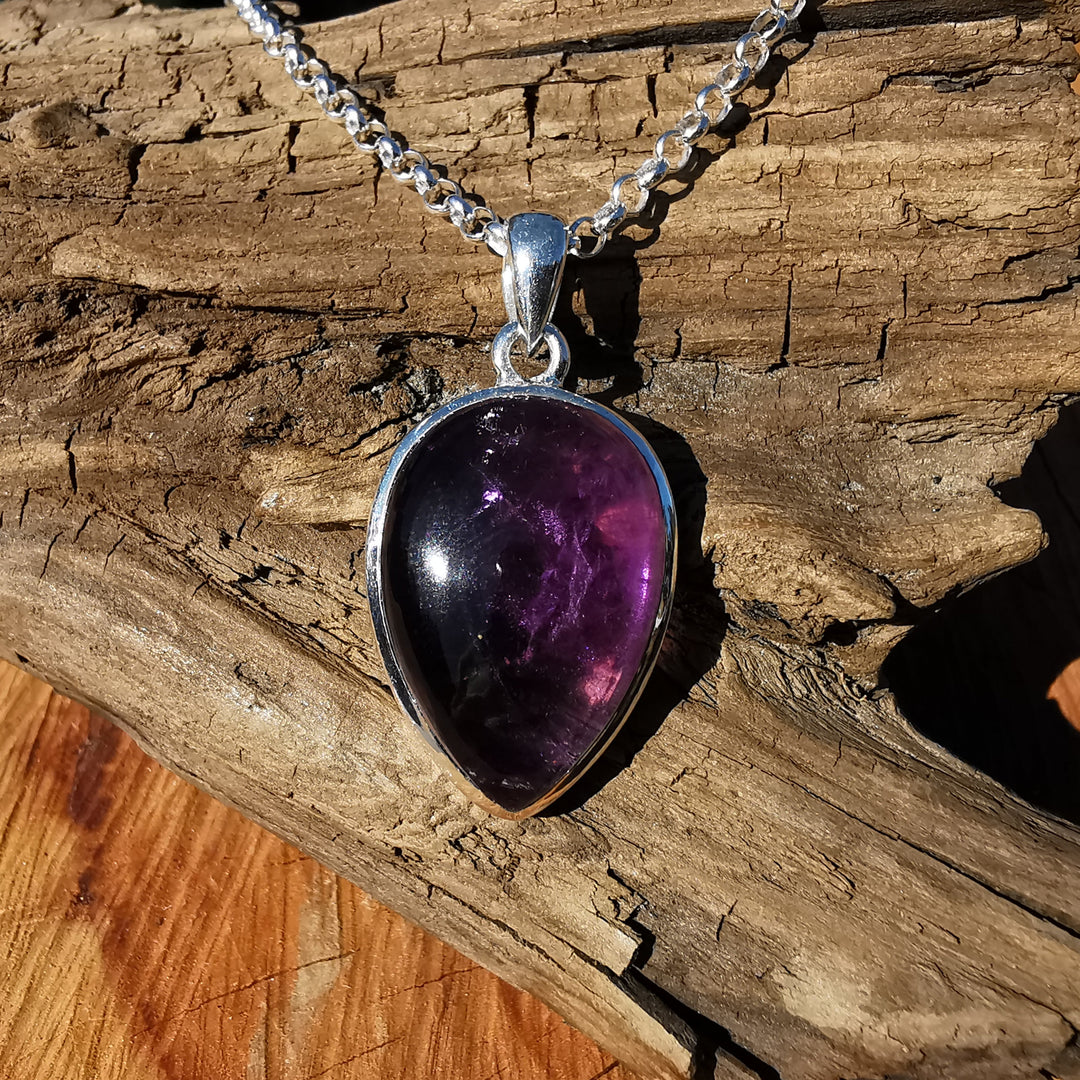 Amethyst Tropfen gefasst in Silber 925