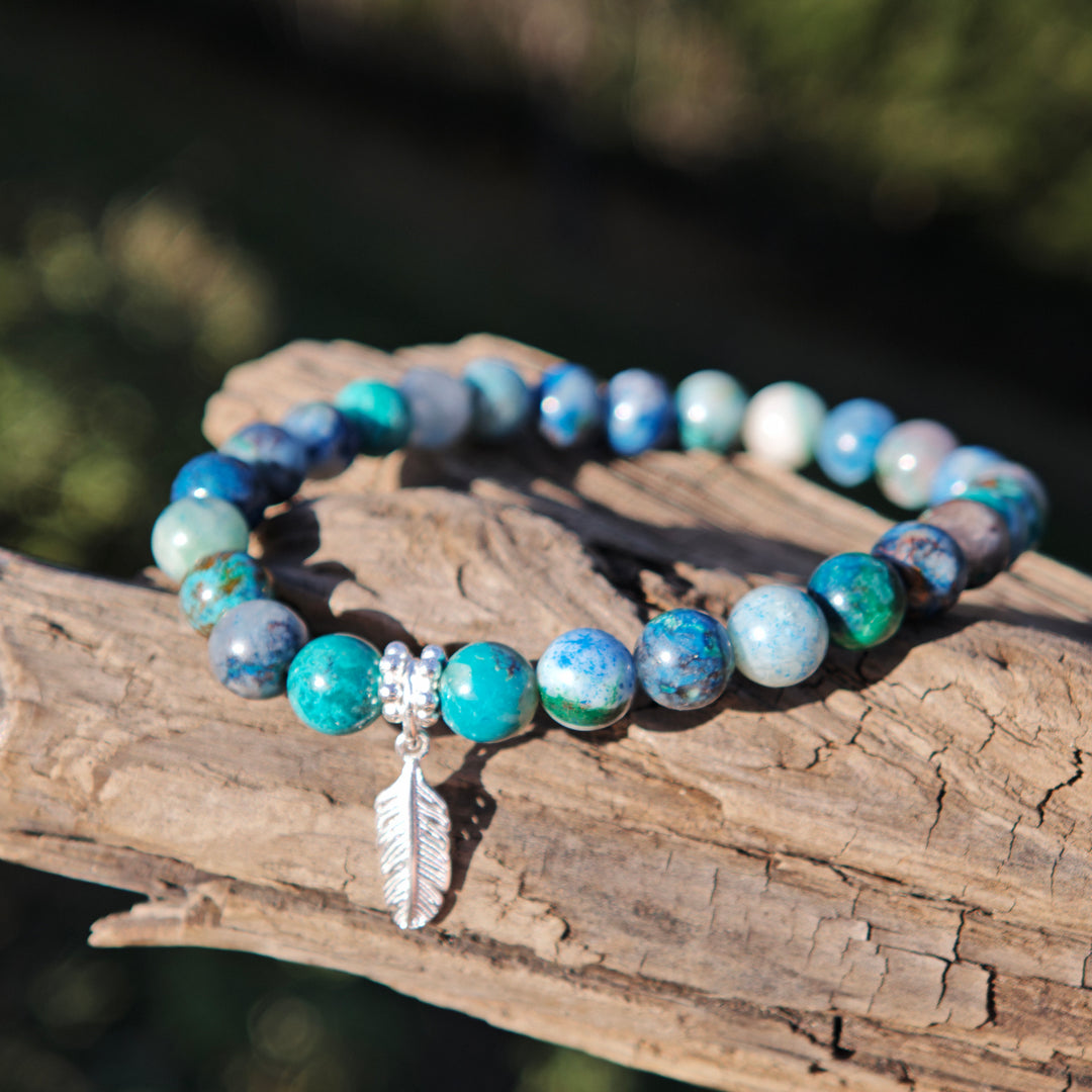 Edelstein Armband GEISTESSTÄRKE SHATTUCKIT Feder S925 6mm