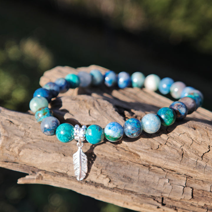 Edelstein Armband GEISTESSTÄRKE SHATTUCKIT Feder S925 6mm