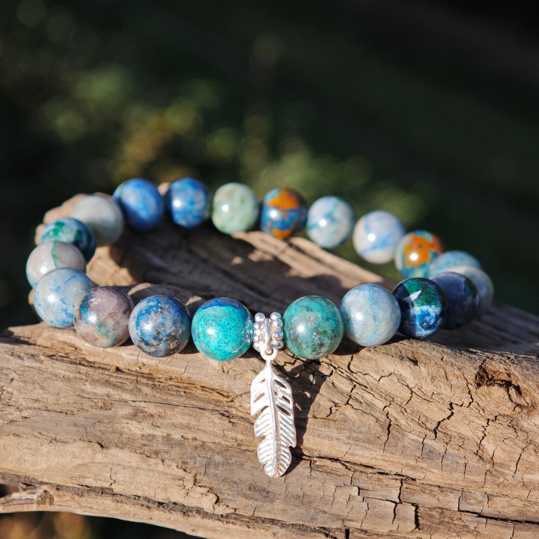 Edelstein Armband GEISTESSTÄRKE SHATTUCKIT Feder S925 8mm