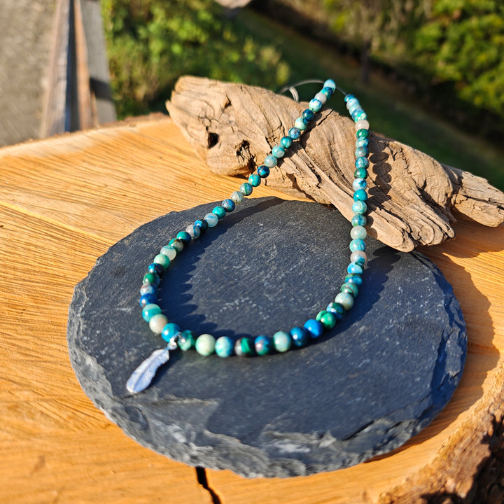 Edelsteinkette GEISTESSTÄRKE Shattuckit 6mm Feder S925