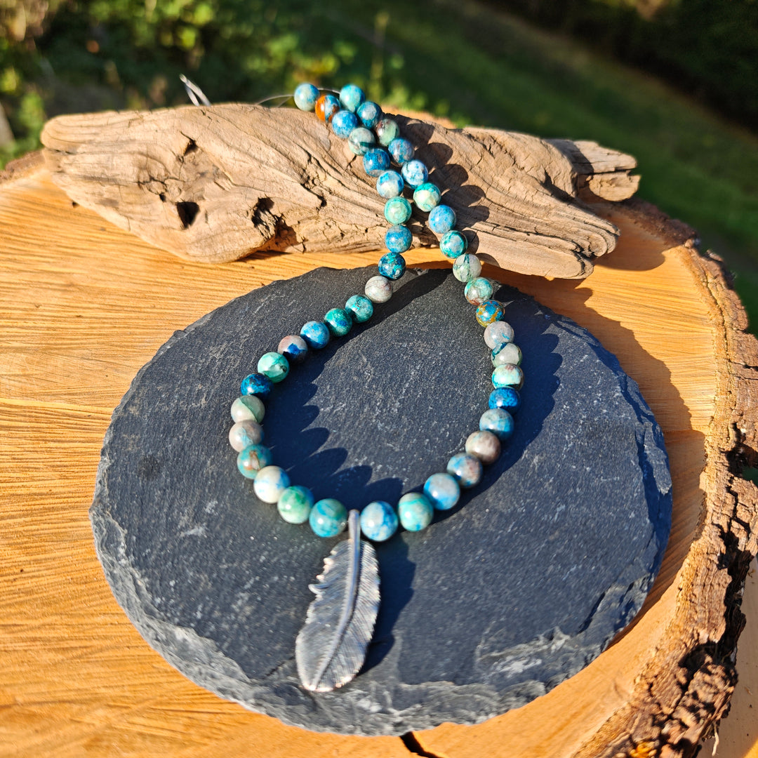 Edelsteinkette GEISTESSTÄRKE Shattuckit 8mm Feder S925