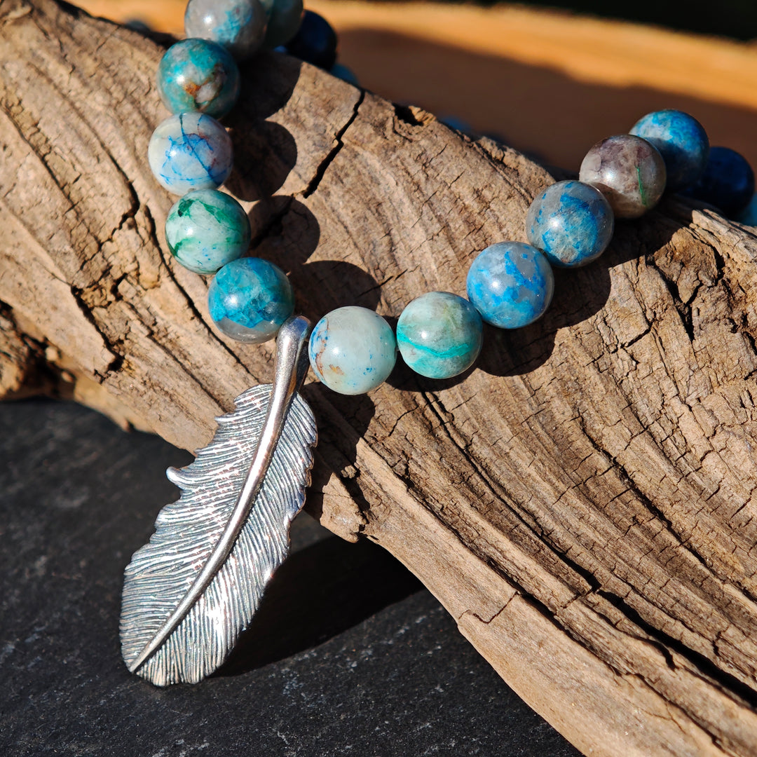 Edelsteinkette GEISTESSTÄRKE Shattuckit 8mm Feder S925