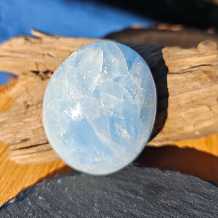 Calcit blau (Entwicklung-Standhaftigkeit) Handschmeichler 4 zur Auswahl