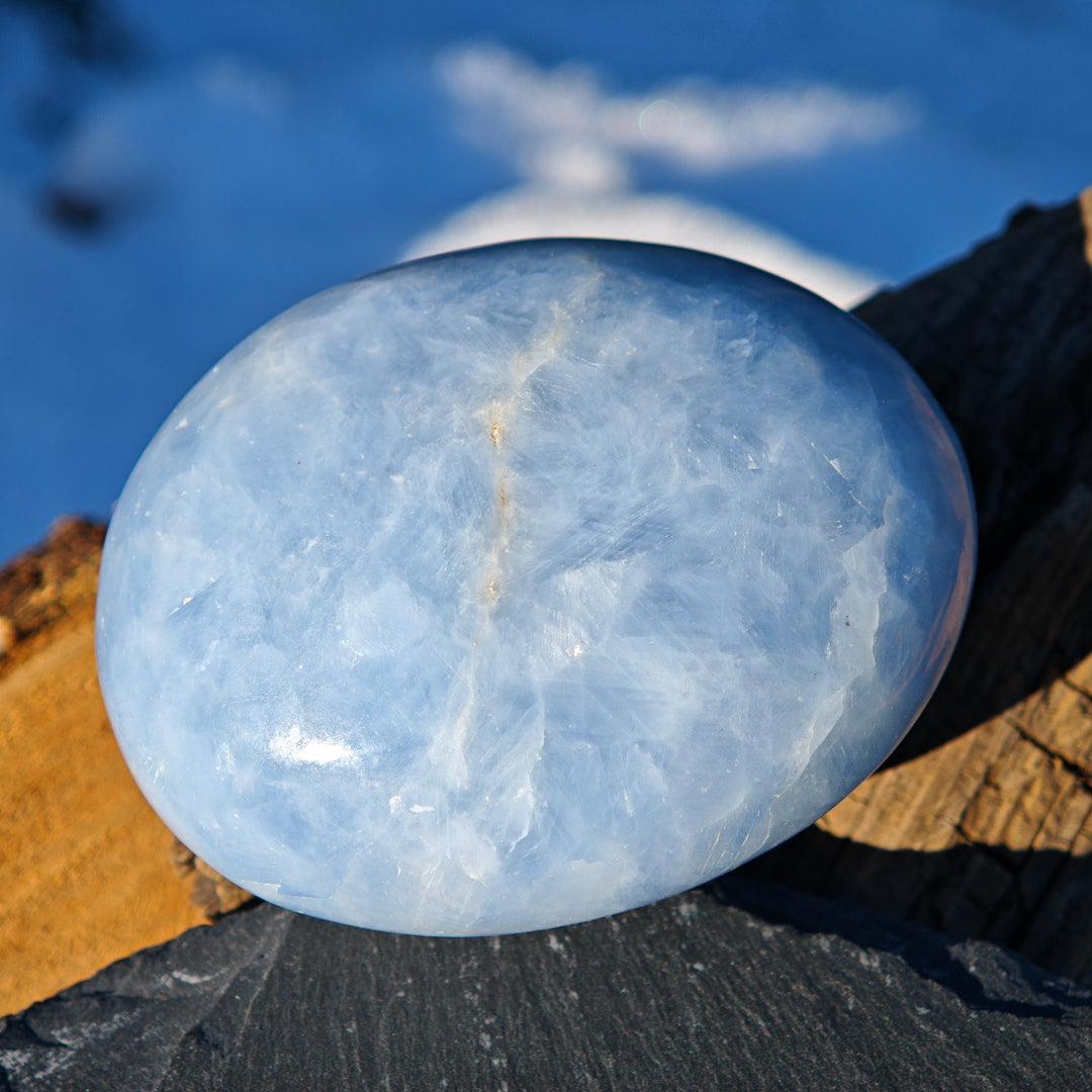 Calcit blau (Entwicklung-Standhaftigkeit) Handschmeichler 4 zur Auswahl