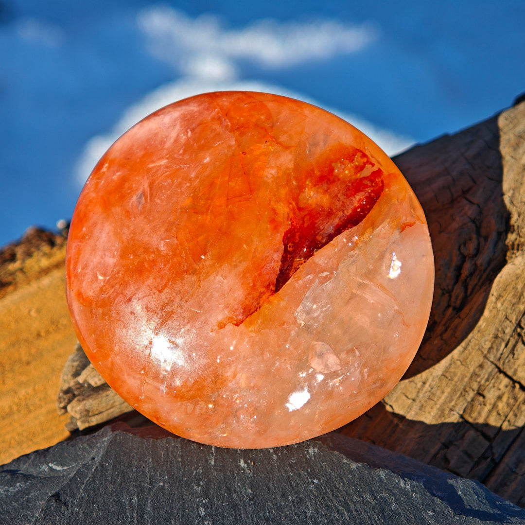 Red Healer Hämatitquarz Bergkristall Handschmeichler L (12)