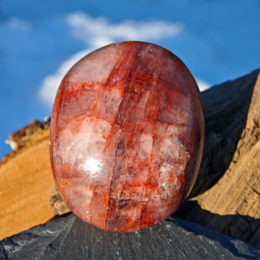 Red Healer Hämatitquarz Bergkristall Handschmeichler L (10)