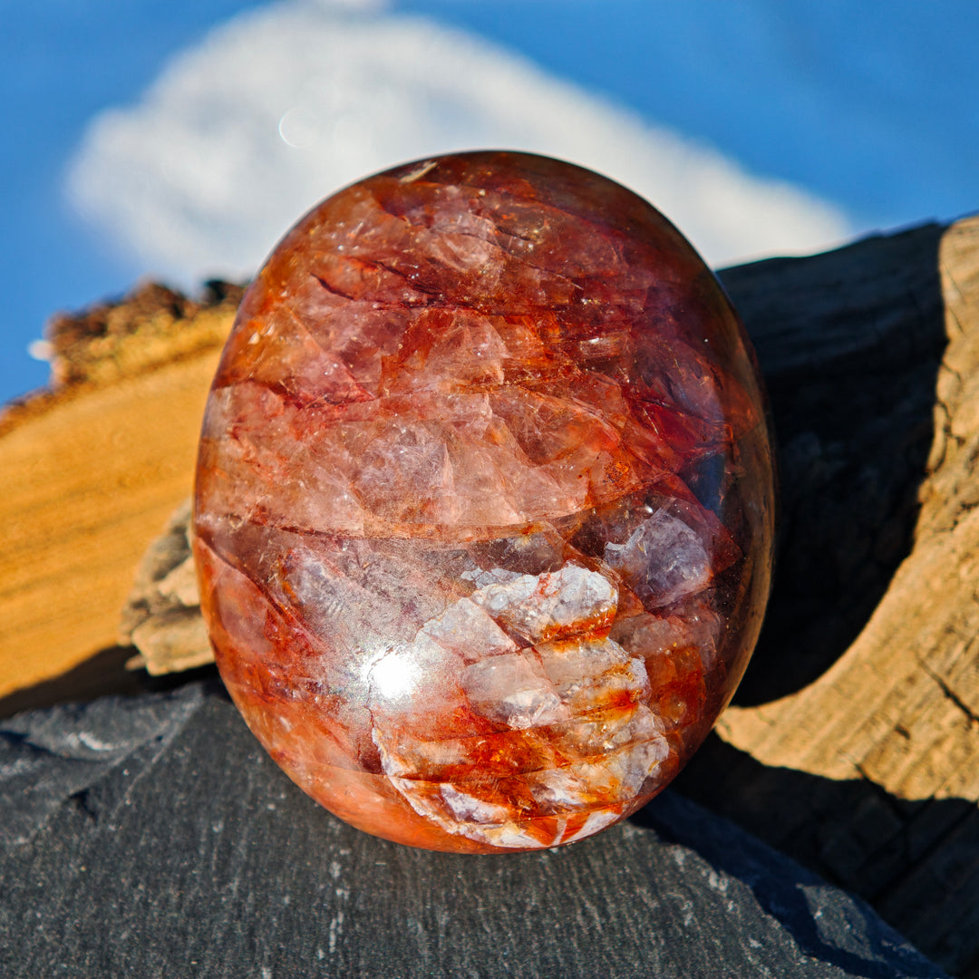 Red Healer Hämatitquarz Bergkristall Handschmeichler L (11)