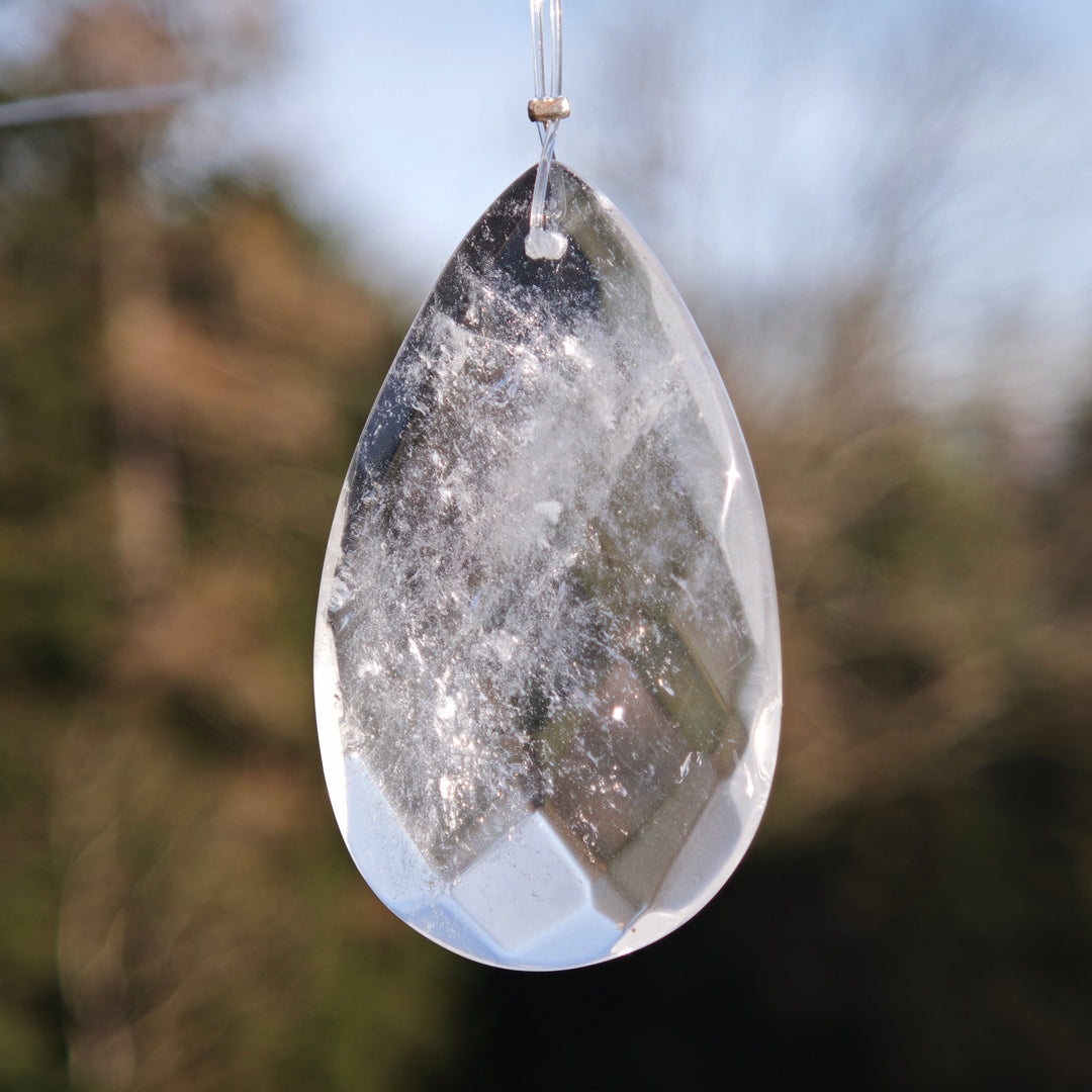 Lichtkristall Tropfen (facettierter Bergkristall) 45mm fürs Fenster