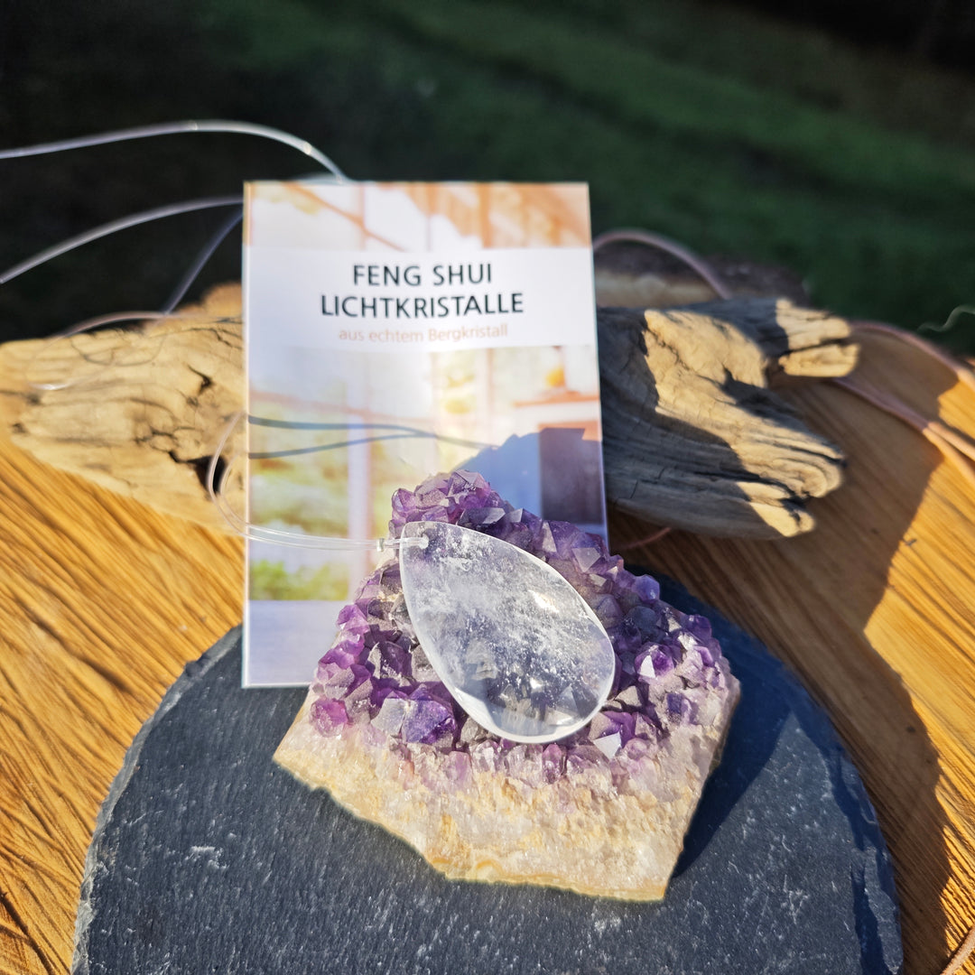 Lichtkristall Tropfen (facettierter Bergkristall) 45mm fürs Fenster