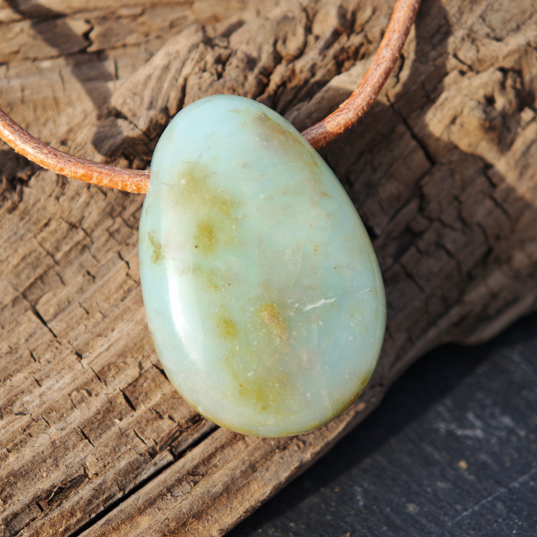 Andenopal blau (Geistiges Erwachen) Anhänger Trommelstein gebohrt 5 Stück zur Auswahl