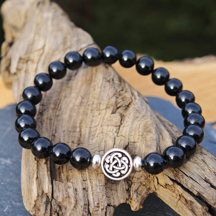 Edelstein Armband ENERGETISCHER SCHUTZ Schwarzer Turmalin Warrierit! Australien S925 keltisch 8mm