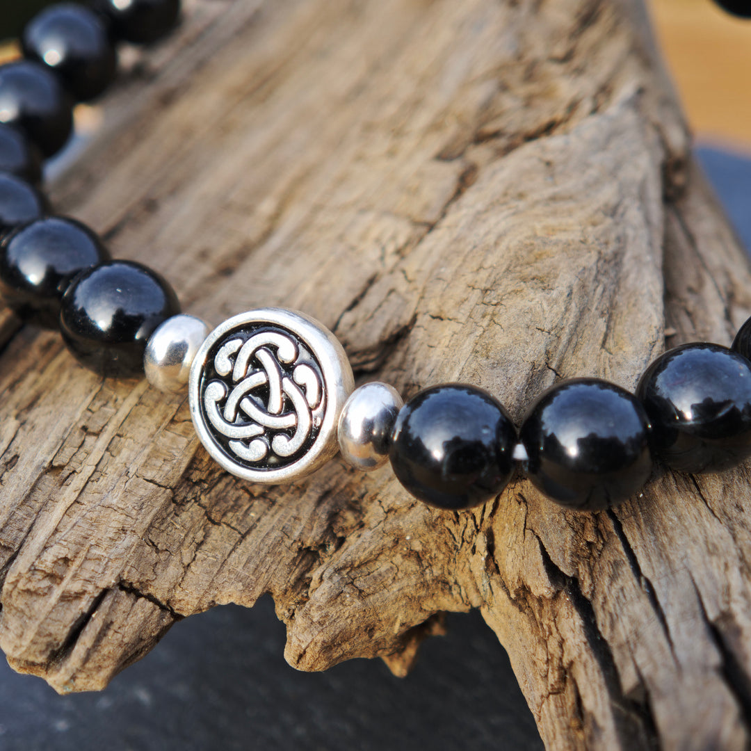 Edelstein Armband ENERGETISCHER SCHUTZ Schwarzer Turmalin Warrierit! Australien S925 keltisch 8mm
