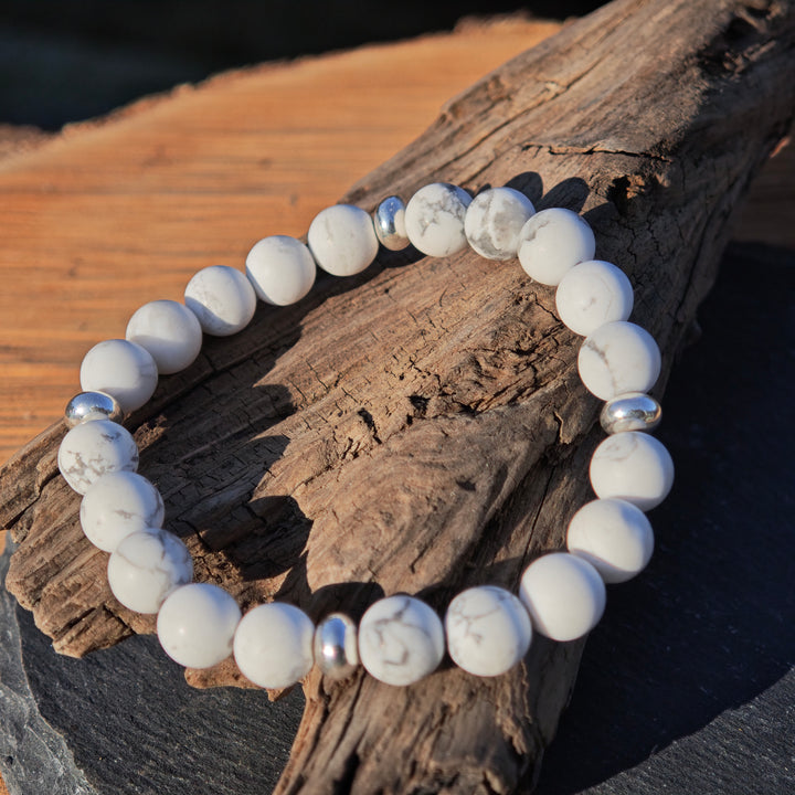 Edelstein Armband STILLE & ENTSPANNUNG Magnesit matt S925 8mm