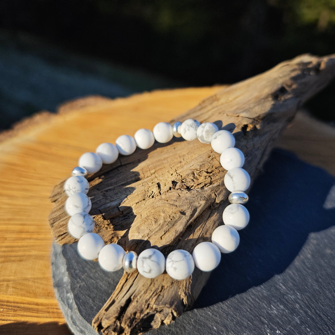 Edelstein Armband STILLE & ENTSPANNUNG Magnesit matt S925 8mm