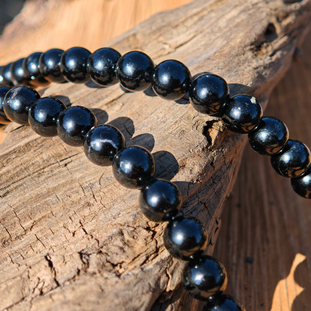 Edelsteinkette ENERGETISCHER SCHUTZ mit australischem (Warrierit!) SCHWARZEM TURMALIN 8mm Kugeln