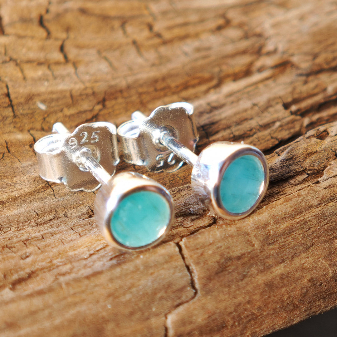 Chrysopras facettiert Ohrstecker rund 5mm Silber 925