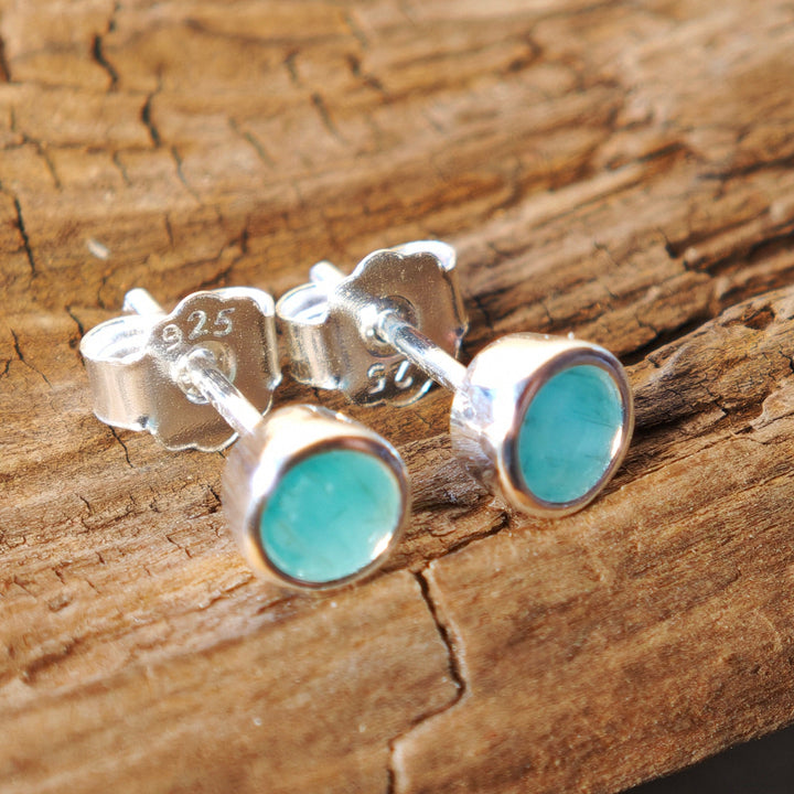 Chrysopras facettiert Ohrstecker rund 5mm Silber 925