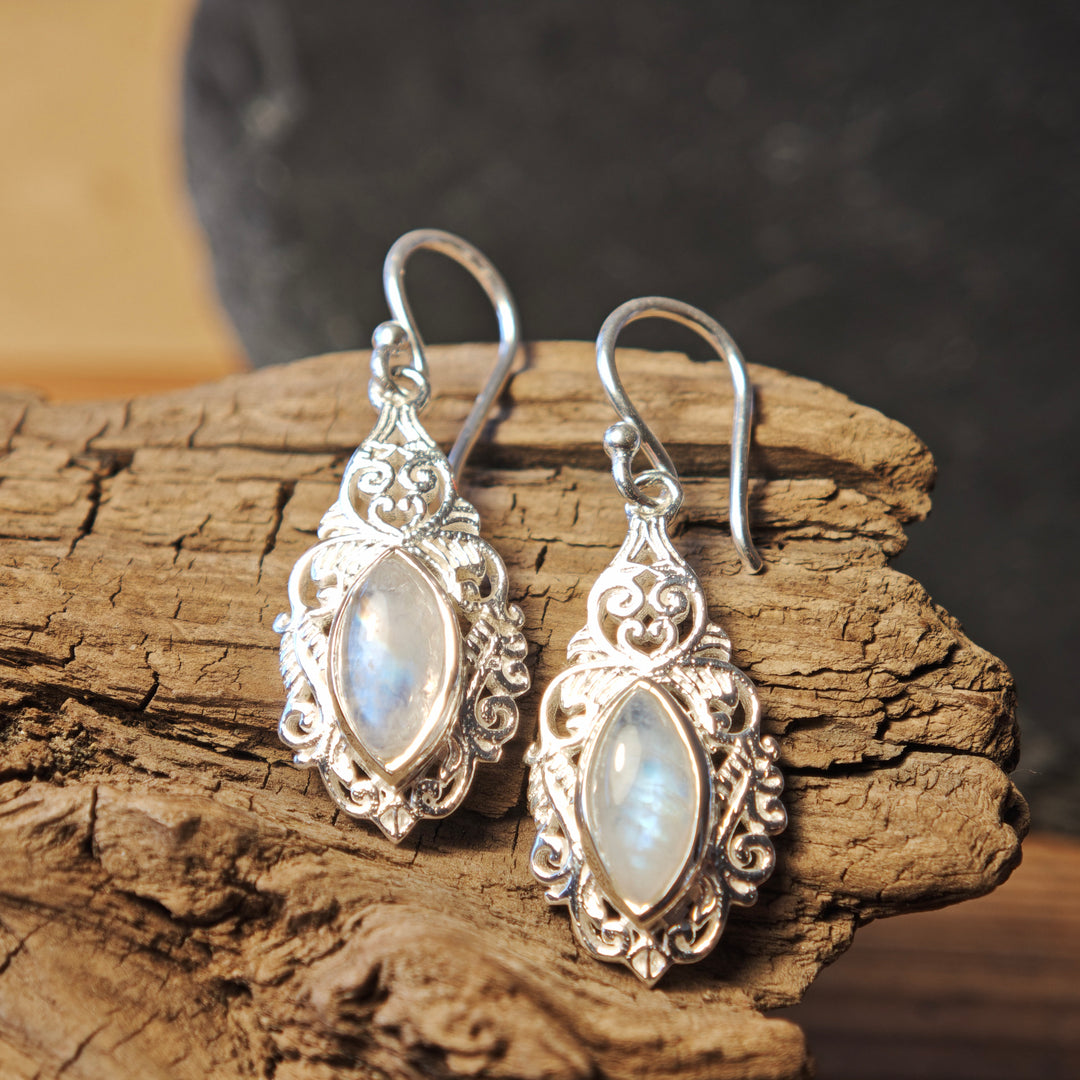 Regenbogen Mondstein Ohrhänger Caladwen Silber 925