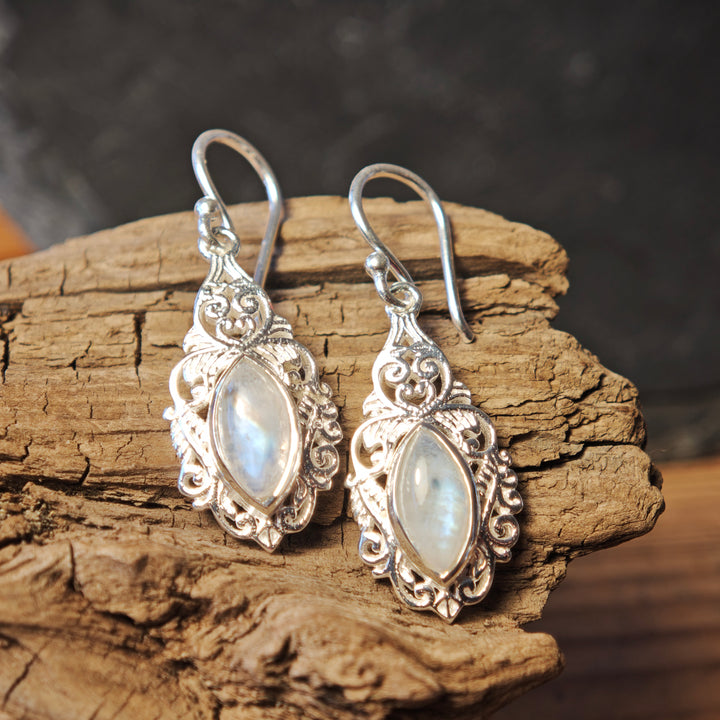 Regenbogen Mondstein Ohrhänger Caladwen Silber 925