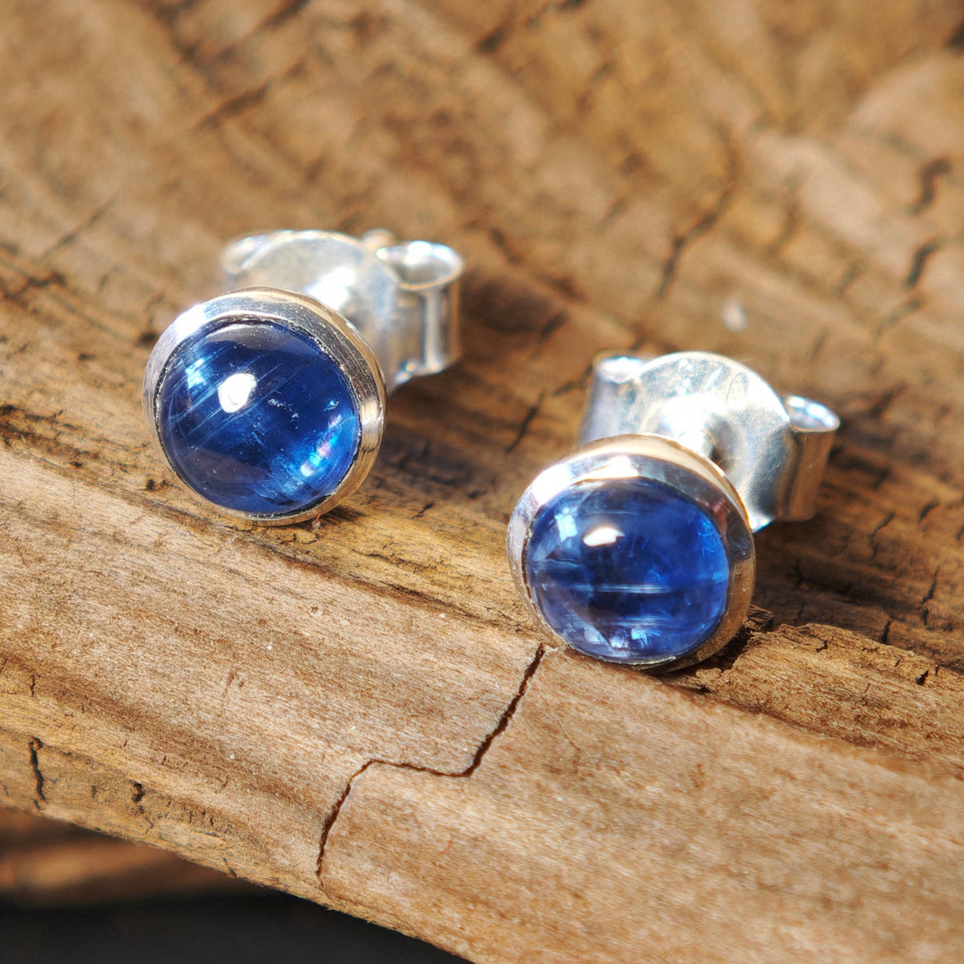 Kyanit Disthen Ohrstecker rund 5mm Silber 925