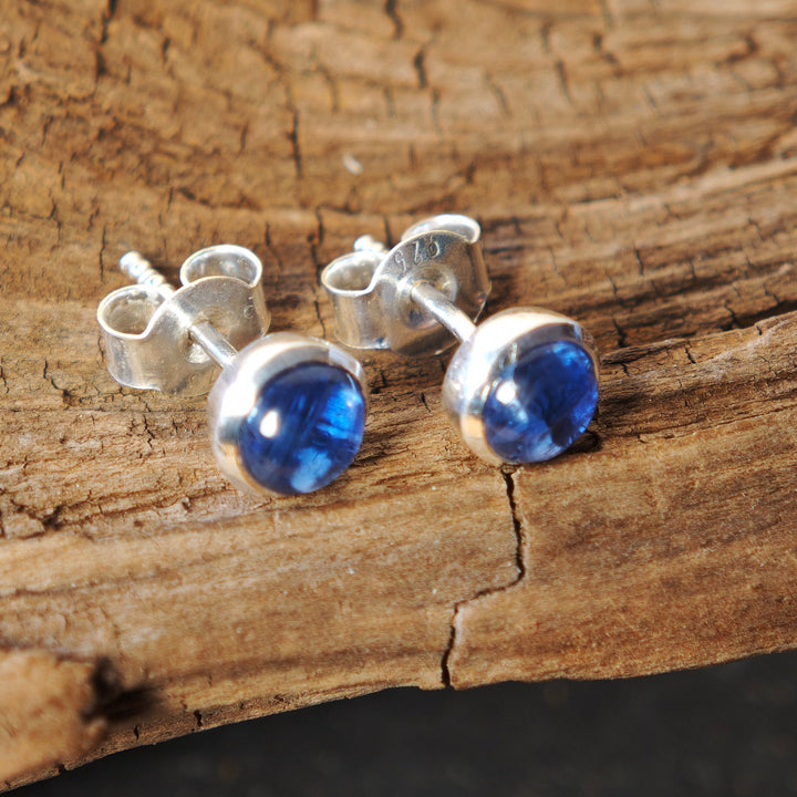 Kyanit Disthen Ohrstecker rund 5mm Silber 925