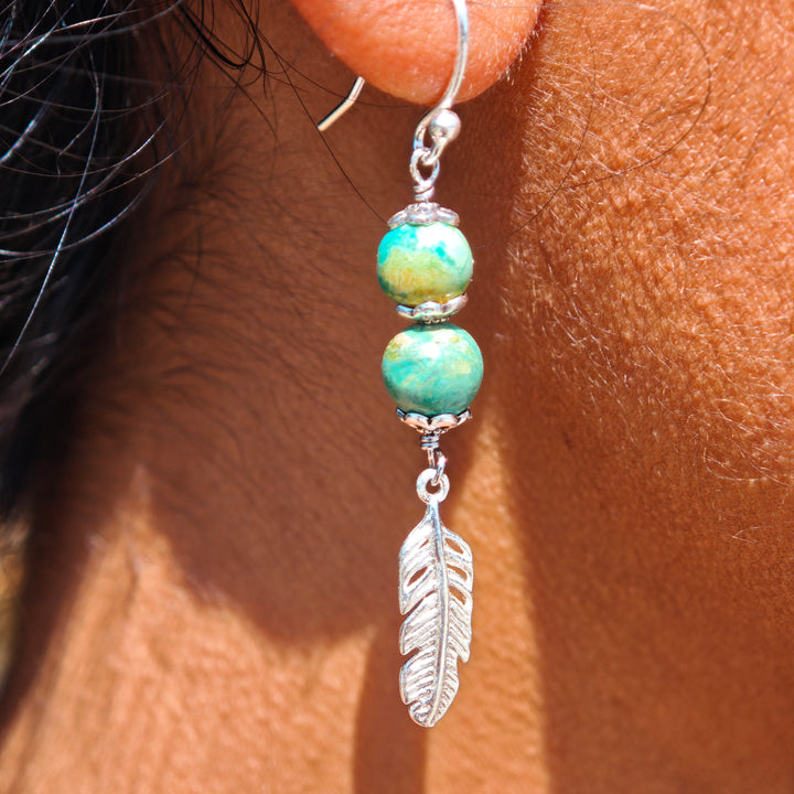 Atacama Opal Ohrhänger mit Feder Silber 925
