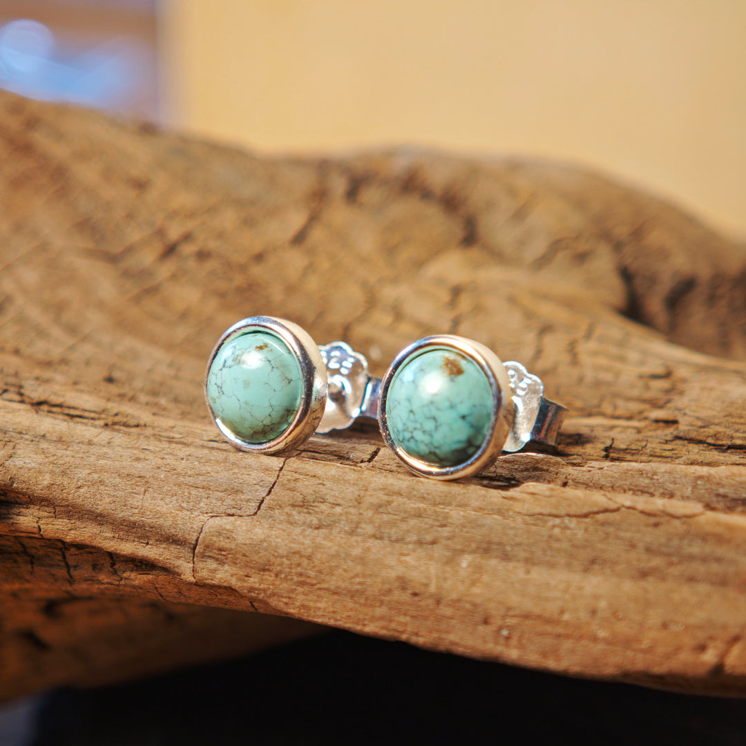 Türkis facettiert Ohrstecker rund 8mm Silber 925