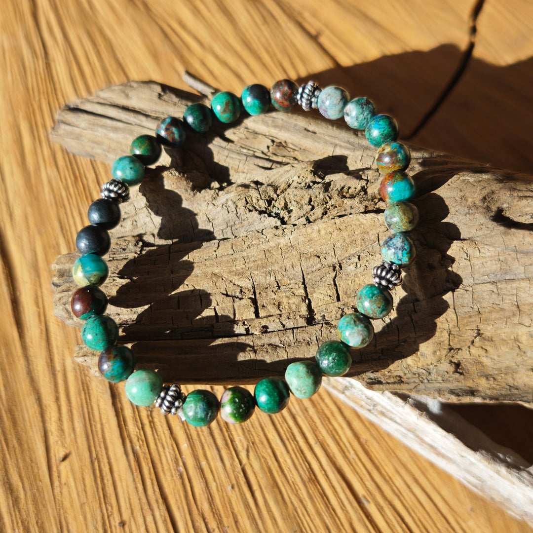 Edelstein Armband EMOTIONALE HEILUNG Chrysokoll Kugel S925 6mm