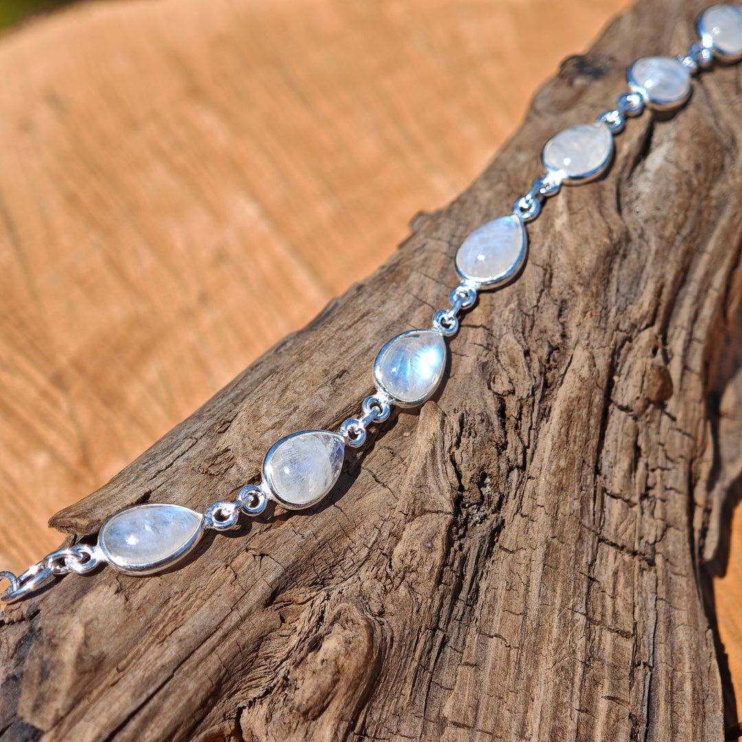 Regenbogen Mondstein Armband Silber 925