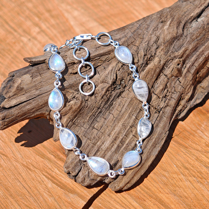 Regenbogen Mondstein Armband Silber 925