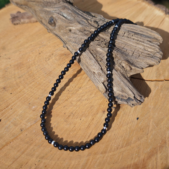 Edelsteinkette ENERGETISCHER SCHUTZ mit SCHWARZEM TURMALIN 4mm S925