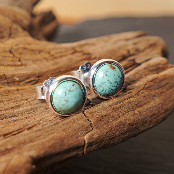 Türkis facettiert Ohrstecker rund 8mm Silber 925