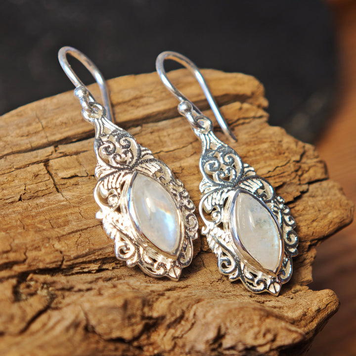 Regenbogen Mondstein Ohrhänger Caladwen Silber 925