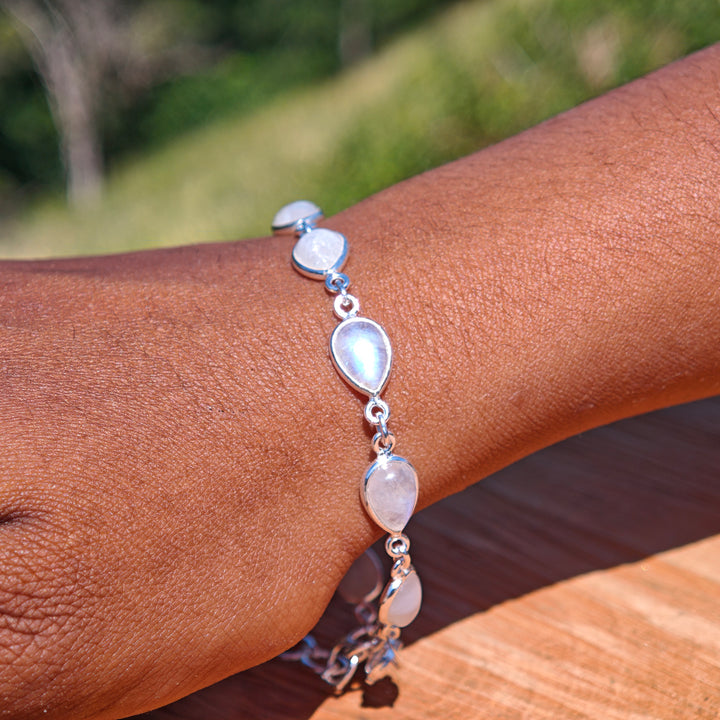 Regenbogen Mondstein Armband Silber 925