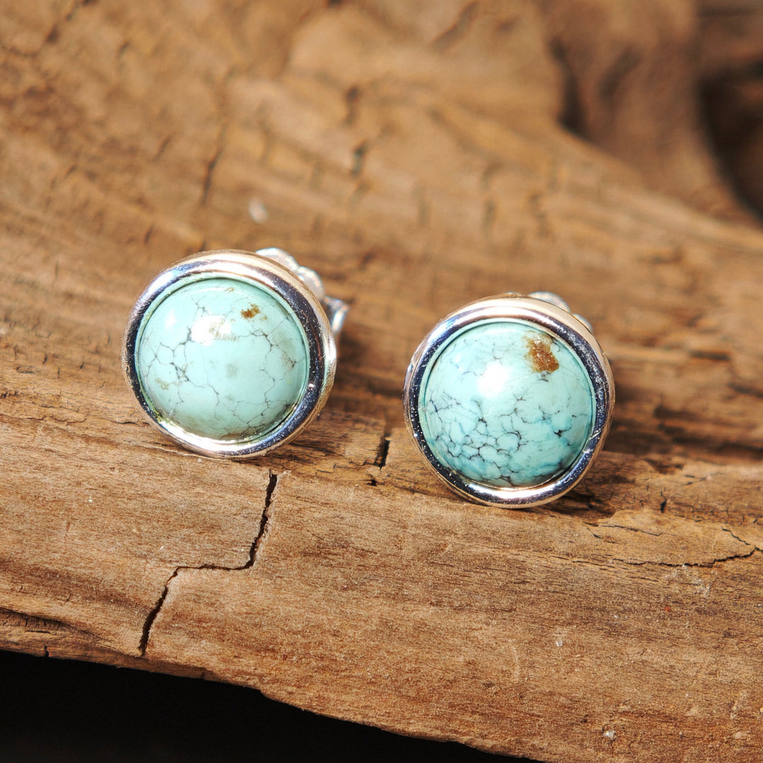 Türkis facettiert Ohrstecker rund 8mm Silber 925