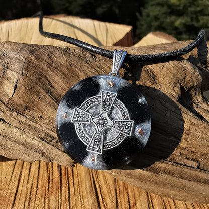 Orgone Anhänger SCHUTZ mit schwarzem Turmalin Kelten Kreuz