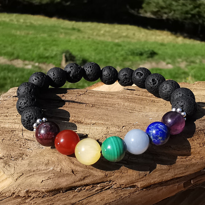 Edelstein Armband LAVA & CHAKRA STONES S925 8mm