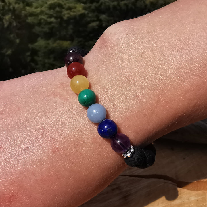 Edelstein Armband LAVA & CHAKRA STONES S925 8mm